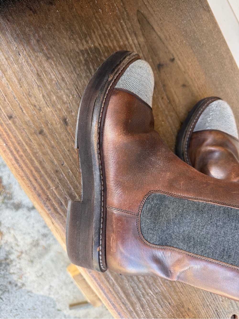 Brunello Cucinelli Brown Leather Chelsea Boots size 37 - Picture 7 of 9